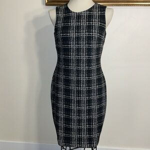 Calvin Klein Black and White Plaid Midi Dress